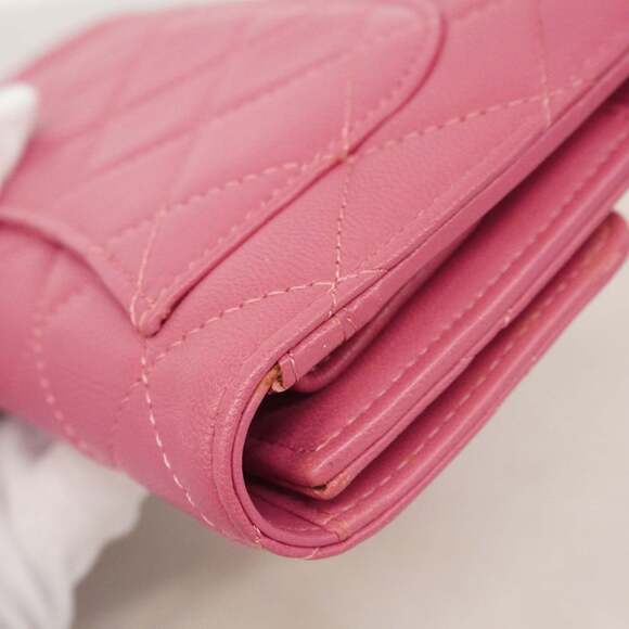 Chanel Matelasse Tri-fold Long Wallet in Lambskin, Pink Champagne, Women's - Picture 5 of 16